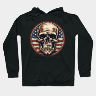 Ghostly Patriot: American Flag Skull Shirt Hoodie